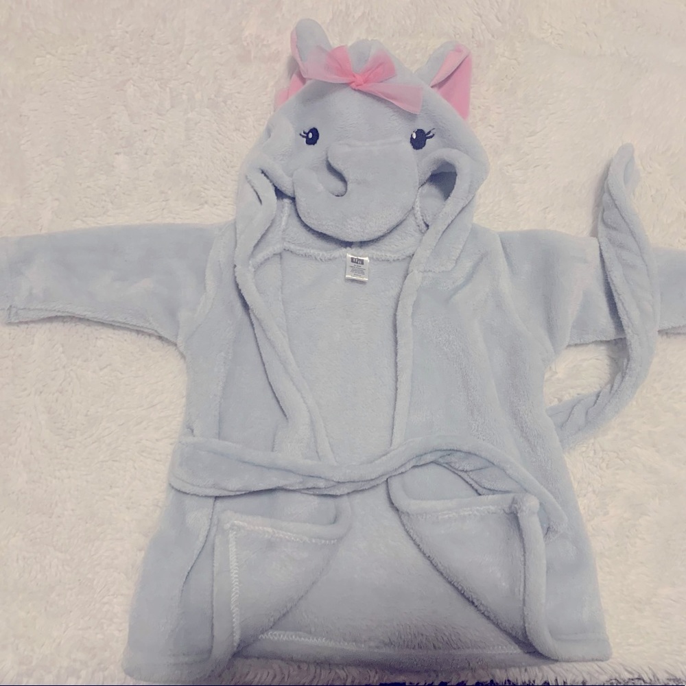 New Baby Unisex Baby Cotton Animal Face Hooded Towel, Pretty Elephant 0-9Mo